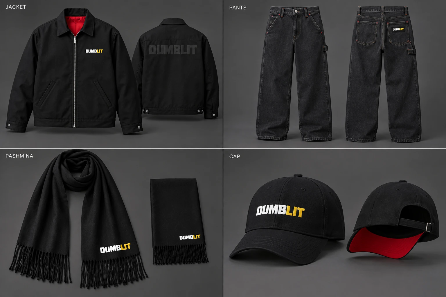 Washed-black jacket, loose carpenter pants, paisley pashmina and embroidered cap